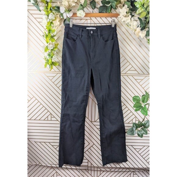 Oak Fort Women's Black High Waisted Jeans Raw Hem Size 25 - Picture 1 of 9